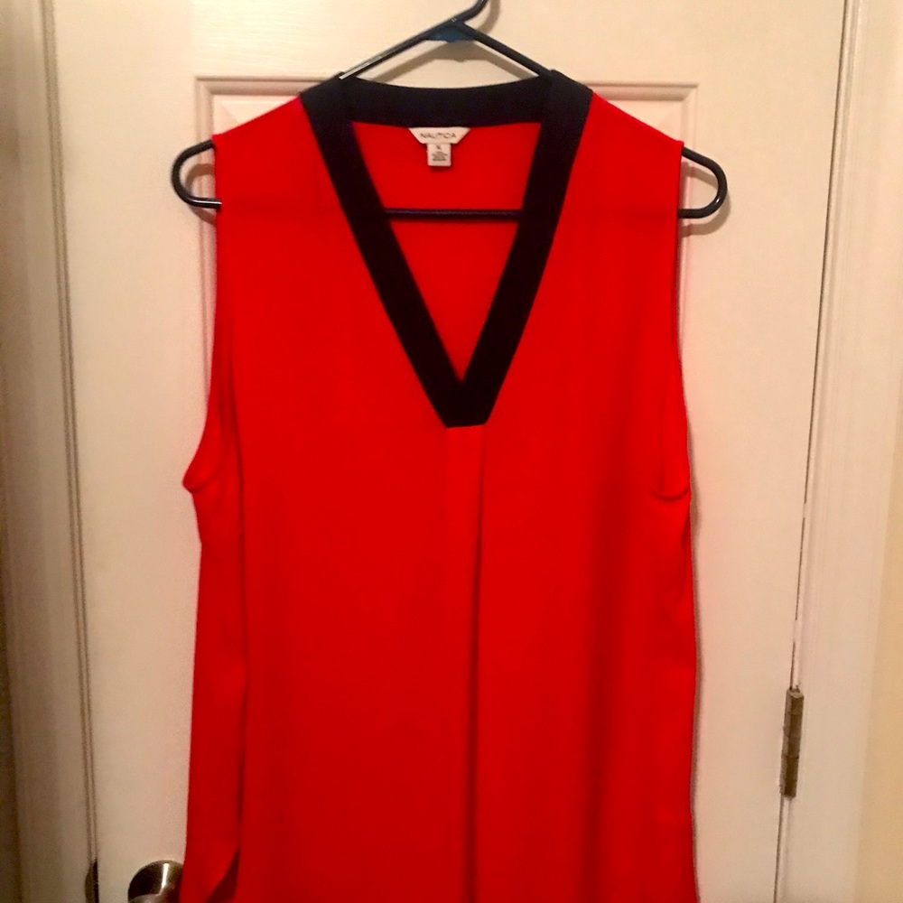 Nautica Red & Navy Summer Blouse
